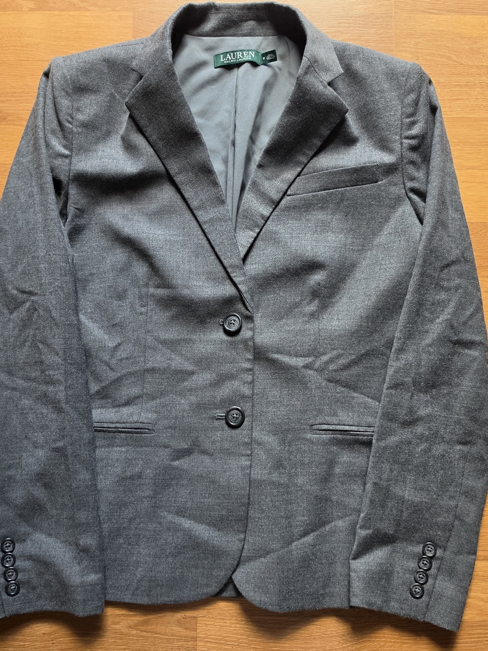 Lauren Ralph Lauren Women's Gray Two-Button Blazer